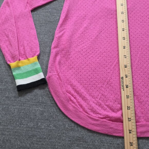 Zaket & Plover Sweater Women S Pink Silk Cotton LS Lightweight Boho Preppy Twee - Picture 9 of 13